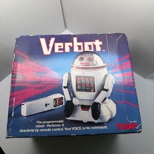 Vintage 1984 Tomy Verbot Voice Command Robot 5401 Original Box Manual Remote